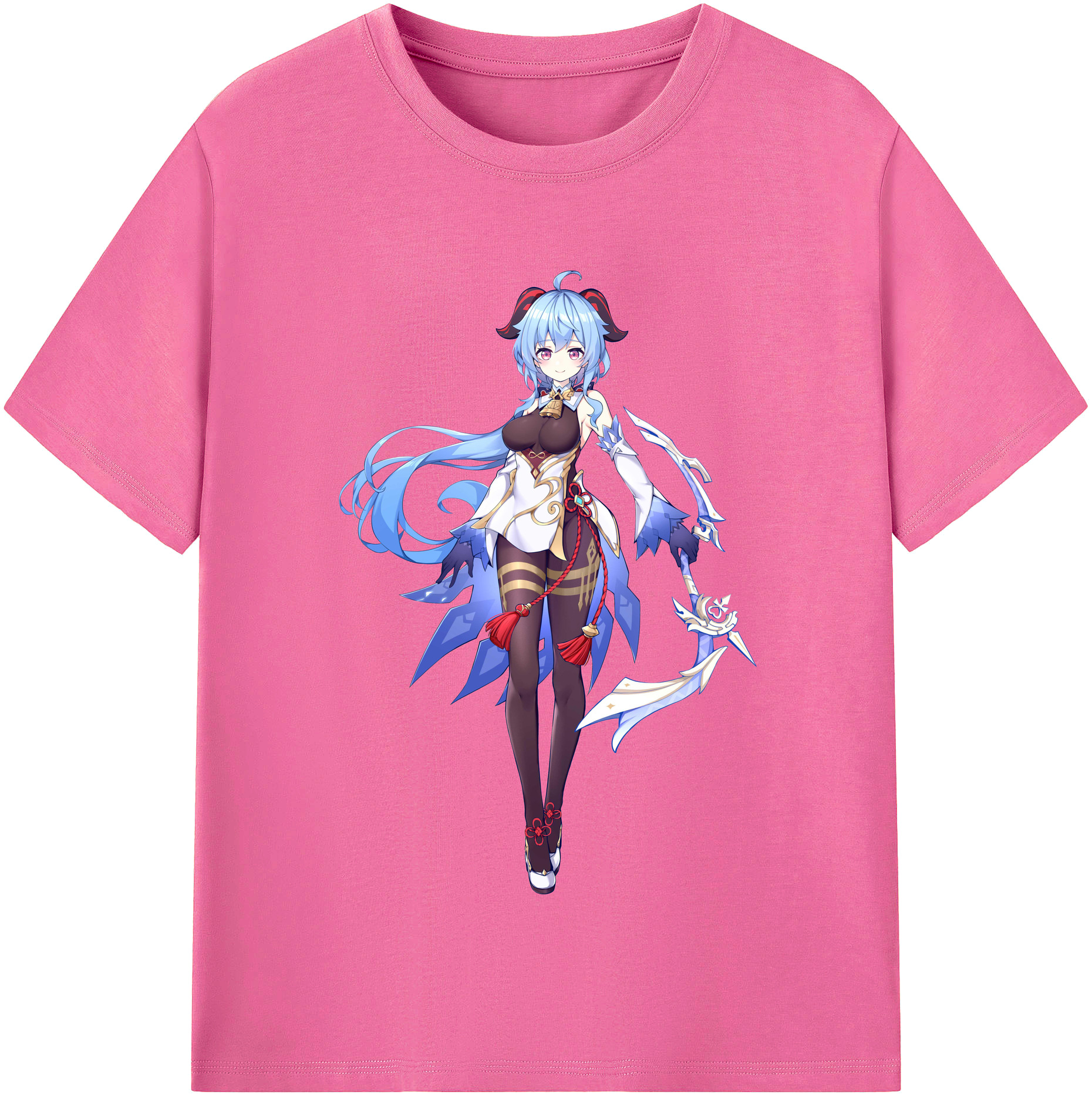 げんし神 甘雨 かんう genshin Ganyu レディースカジュアルプリントTシャツ（綿100％）
